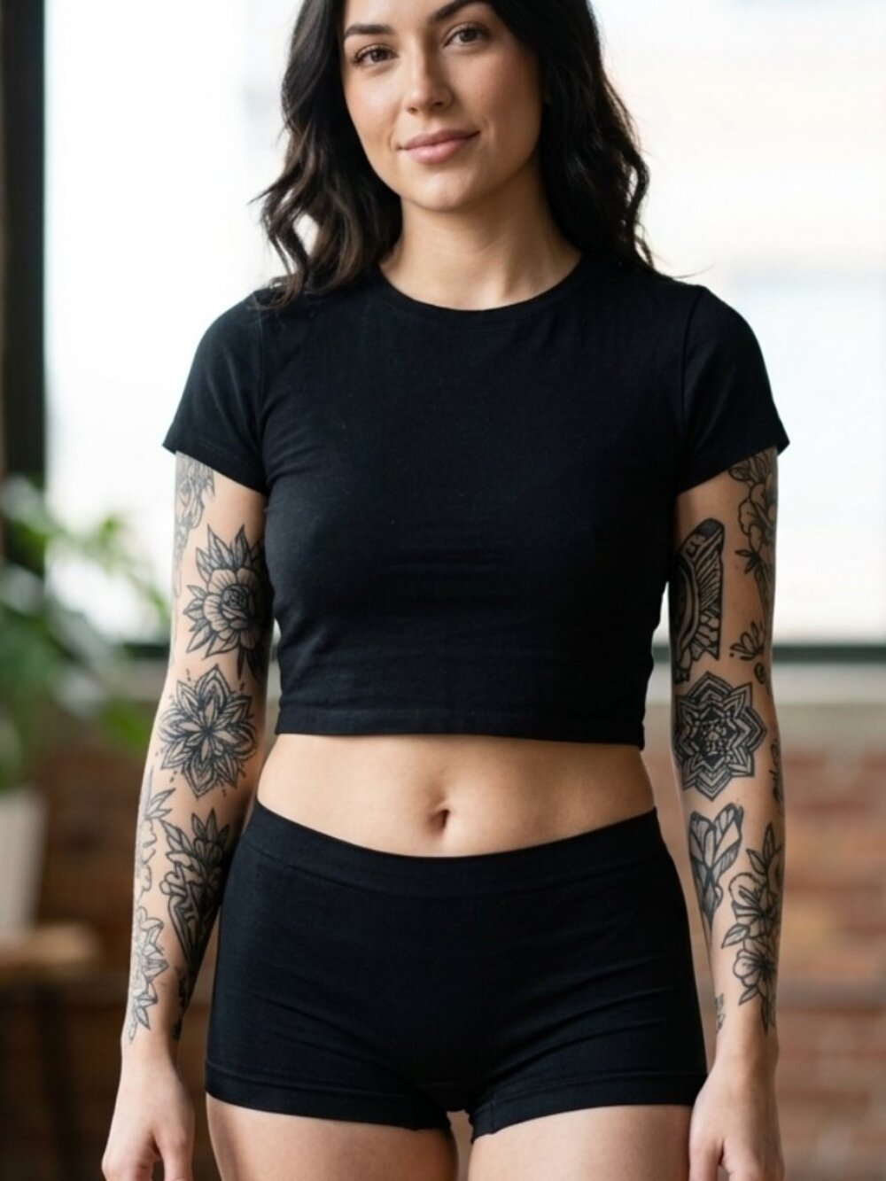 Leg Avenue Black Basic Seamless Cheeky Boyshorts